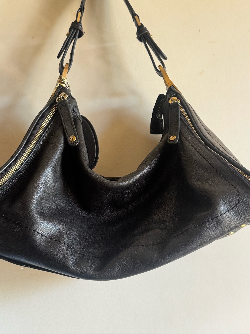 Classic Black Leather Shoulder Bag